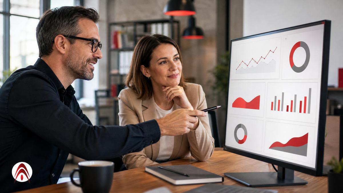 Team reviewing a revenue dashboard together