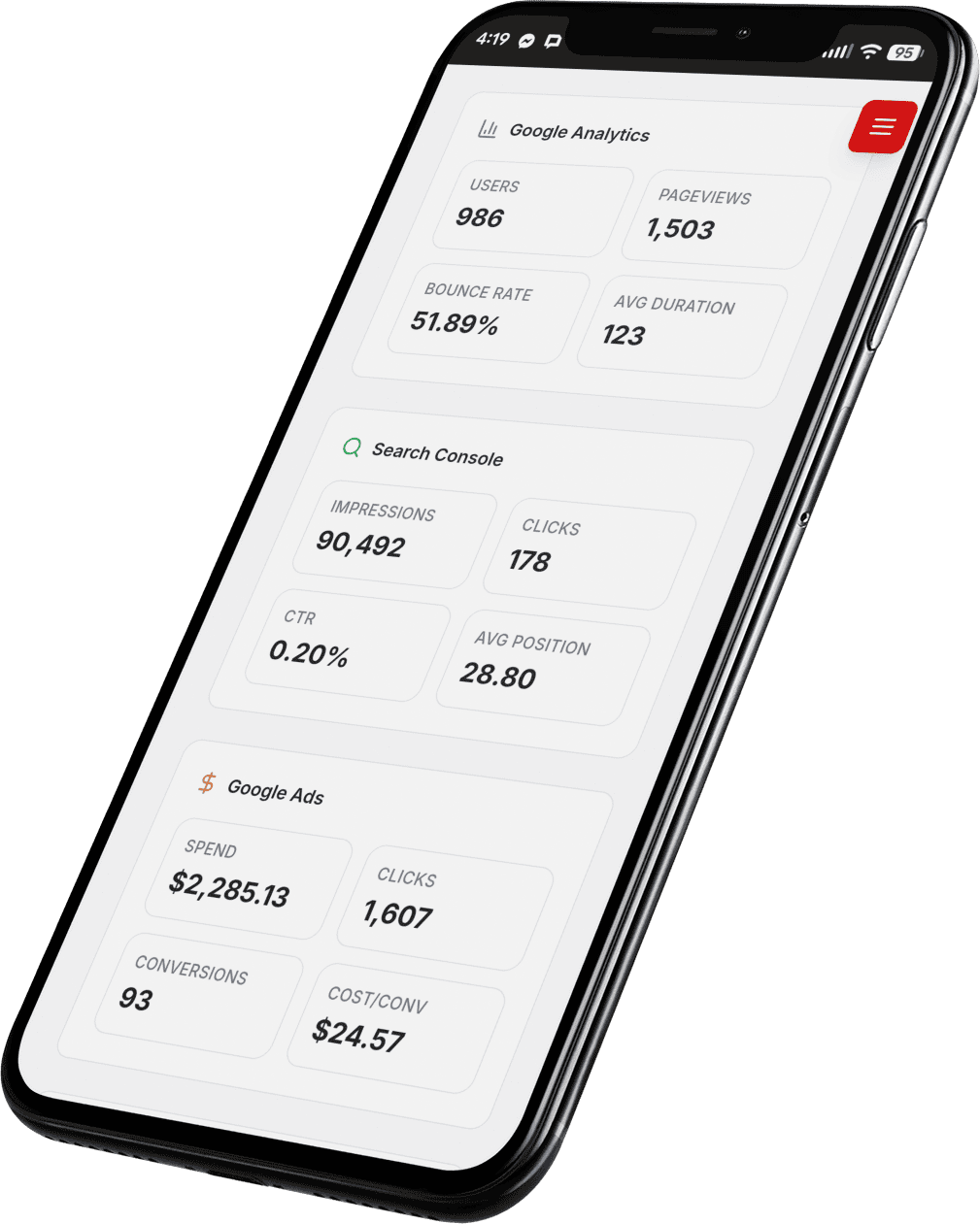 InsitePilot marketing reporting on a phone