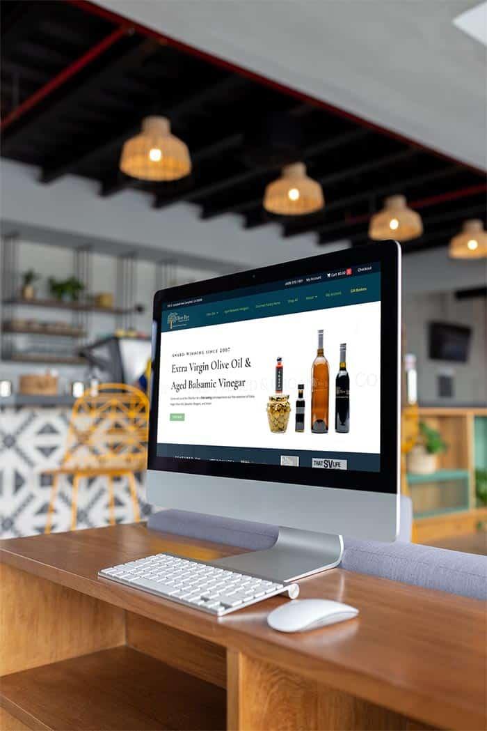 The Olive Bar's redesigned ecommerce website on an iMac